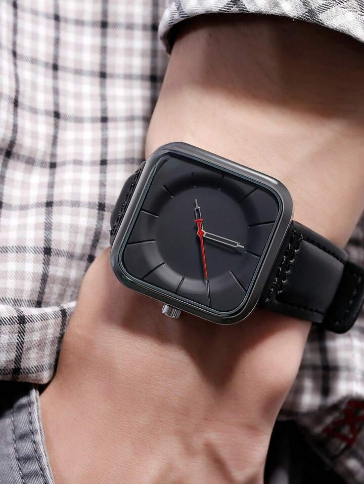 BLACK SQUARE DIAL WATCH