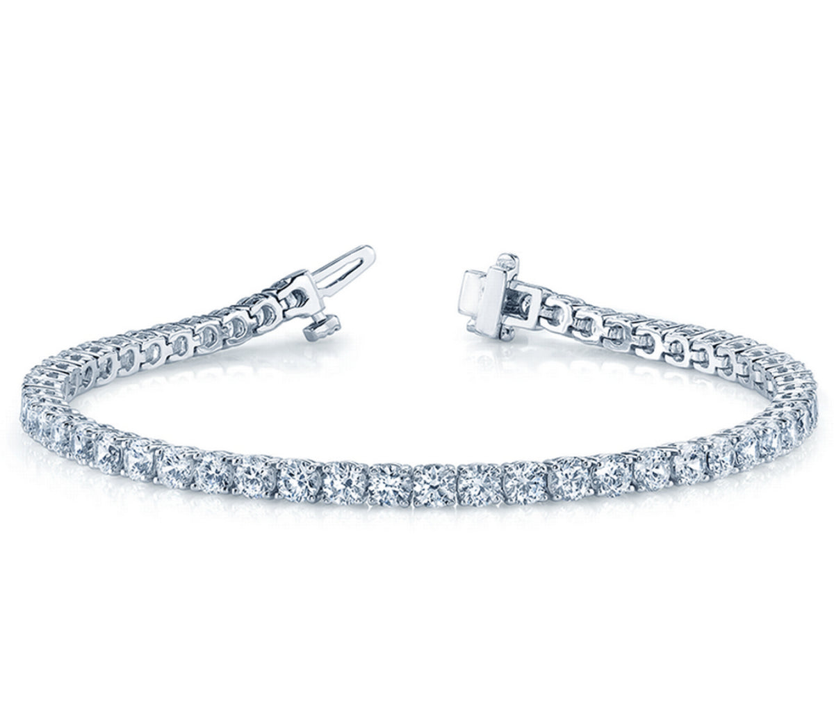 Four Prong Round Basket Classic Style Tennis Bracelet