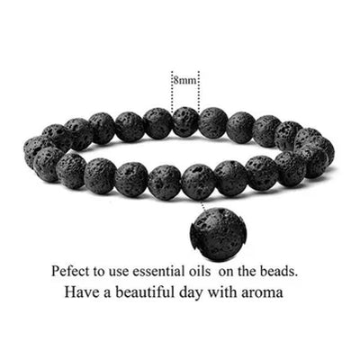 Natural Lava Rock Stones Healing Energy crystal Handmade Stretch Bead Bracelet