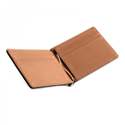 Men Bifold Leather Clip Wallet